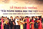 121 đề tài nhận được giải thưởng Tài năng khoa học trẻ Việt Nam 