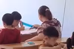 Cô giáo dùng thước đánh học sinh ở Trung tâm luyện chữ đẹp không phép