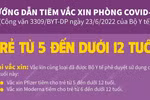 Hướng dẫn tiêm vaccine phòng COVID-19 cho trẻ từ 5 đến dưới 12 tuổi
