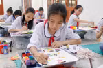 Học sinh tiểu học Hải Dương thi vẽ trường học hạnh phúc