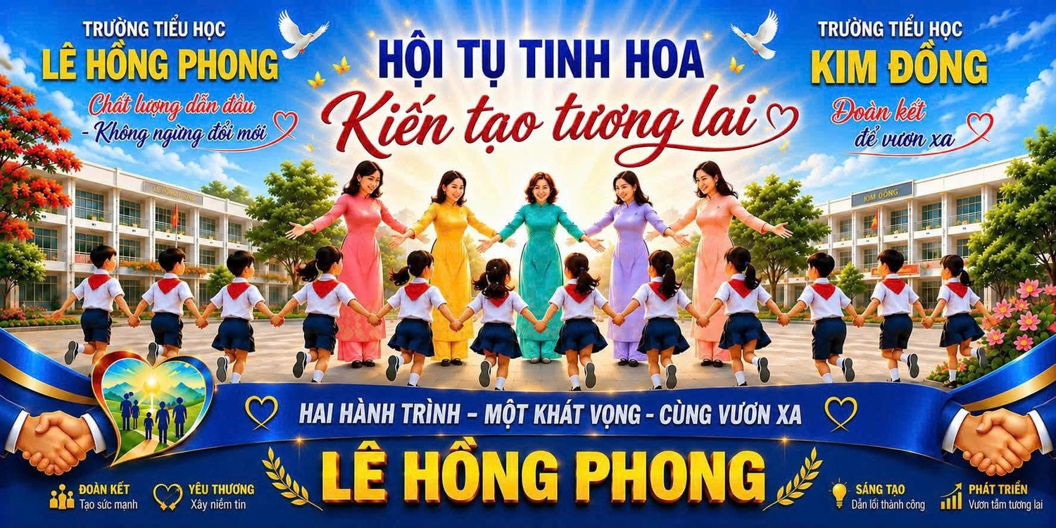 Trường Tiểu học Lê Hồng Phong và Trường Tiểu học Kim Đồng được sắp xếp, tổ chức lại thành một đơn vị mới, lấy tên là Trường Tiểu học Lê Hồng Phong. Ảnh: NTCC