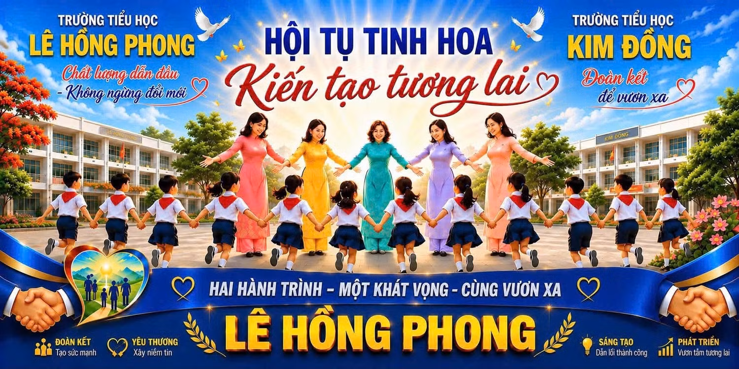 Trường Tiểu học Lê Hồng Phong và Trường Tiểu học Kim Đồng được sắp xếp, tổ chức lại thành một đơn vị mới, lấy tên là Trường Tiểu học Lê Hồng Phong. Ảnh: NTCC