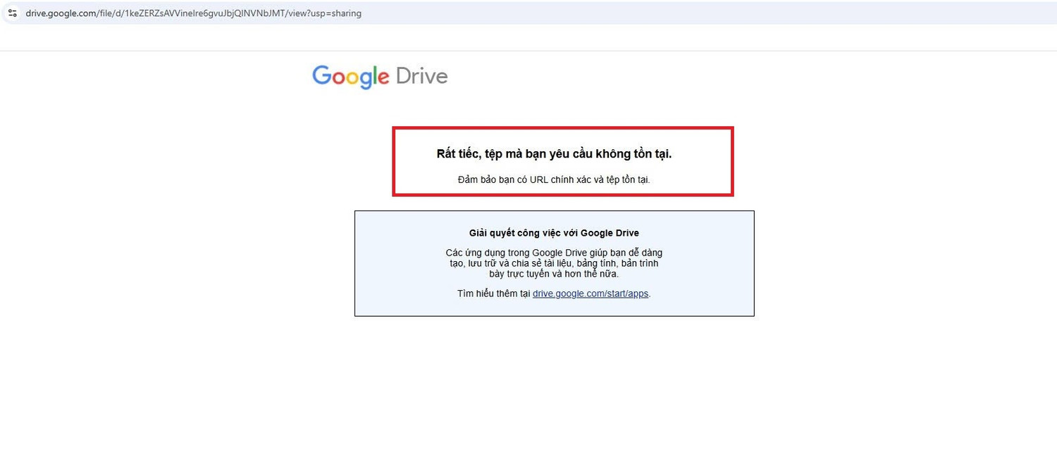 Tại file báo cáo công khai, khi truy cập hệ thống hiển thị “Rất tiếc, tệp mà bạn yêu cầu không tồn tại”. Ảnh chụp màn hình