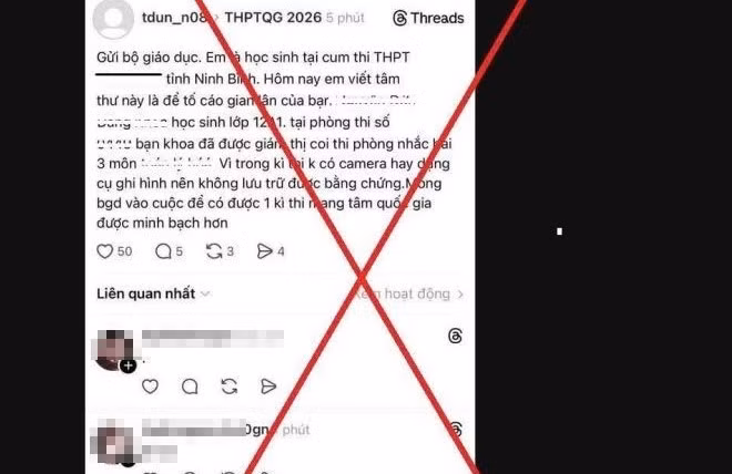 Thông tin "tố" gian lận thi tốt nghiệp THPT ở một điểm thi tại Ninh Bình là không có căn cứ