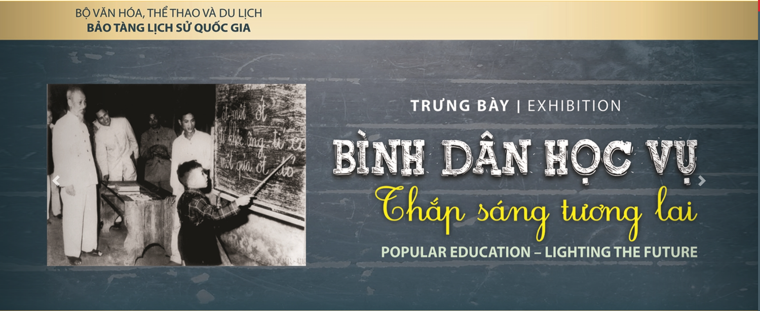Bảo tàng Lịch sử Quốc gia sẽ tổ chức trưng bày Bình dân học vụ - Thắp sáng tương lai. Ảnh chụp màn hình tại website.