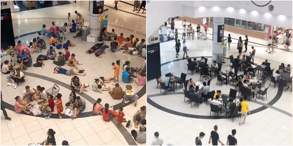 Hình ảnh trước và sau khi có điều chỉnh cho người dân tránh nắng, nóng tại Aeon Mall (Ảnh: Kênh 14) Hình ảnh trước và sau khi có điều chỉnh cho người dân tránh nắng, nóng tại Aeon Mall (Ảnh: Kênh 14)