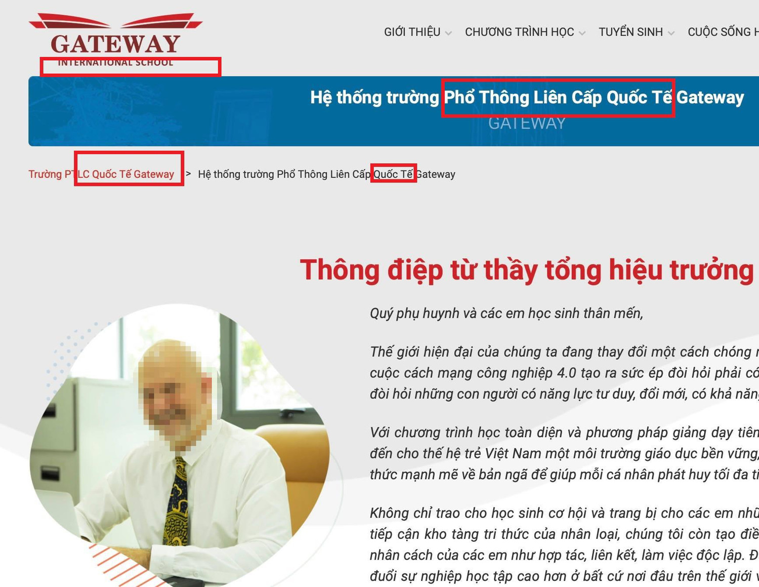 Là trường tư thục nhưng Gateway tự phong, tự gắn mác "quốc tế" và thu học phí cao khủng khiếp. (Ảnh chụp màn hình website của trường) Là trường tư thục nhưng Gateway tự phong, tự gắn mác "quốc tế" và thu học phí cao khủng khiếp. (Ảnh chụp màn hình website của trường)