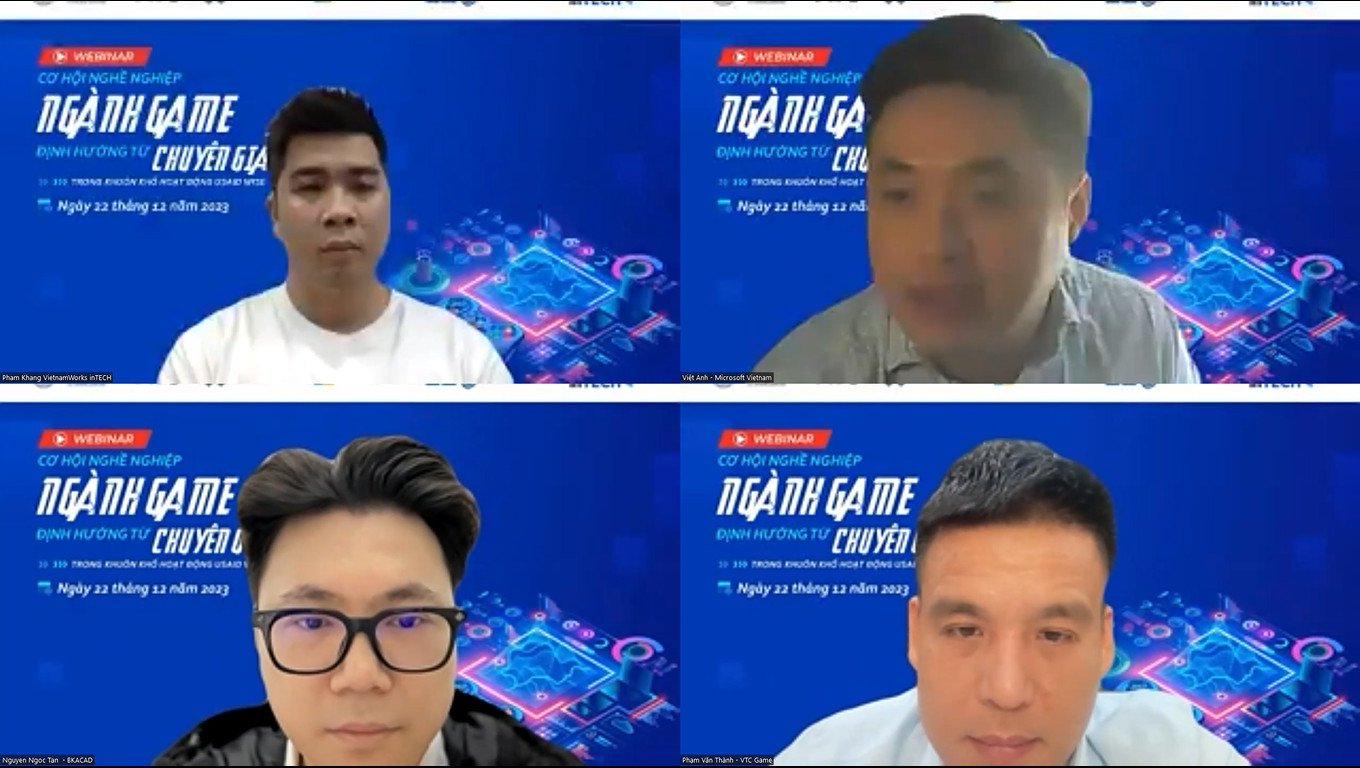 Các chuyên gia thảo luận, chia sẻ và đưa ra các định hướng về lộ trình học tập và làm việc cho các bạn trẻ quan tâm ngành Game. Các chuyên gia thảo luận, chia sẻ và đưa ra các định hướng về lộ trình học tập và làm việc cho các bạn trẻ quan tâm ngành Game.