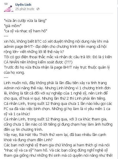 Uyên Linh đã kịp đọc được và đáp trả ngay lập tức.