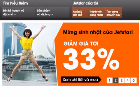 Chương trình giảm giá vé máy bay mới của Jetstar.