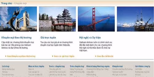 Trên trang web của Vietnam Airlines không hề có thông tin về chương trình khuyến mại dành cho du học sinh