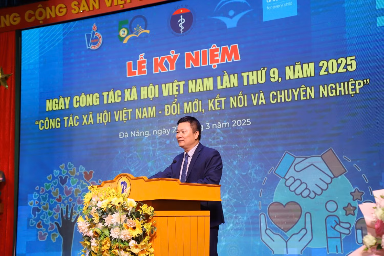 Ông Tô Đức, Cục trưởng Cục Bảo trợ Xã hội, Bộ Y tế phát biểu tại Lễ Kỷ niệm Ngày Công tác Xã hội Việt Nam lần thứ 9.