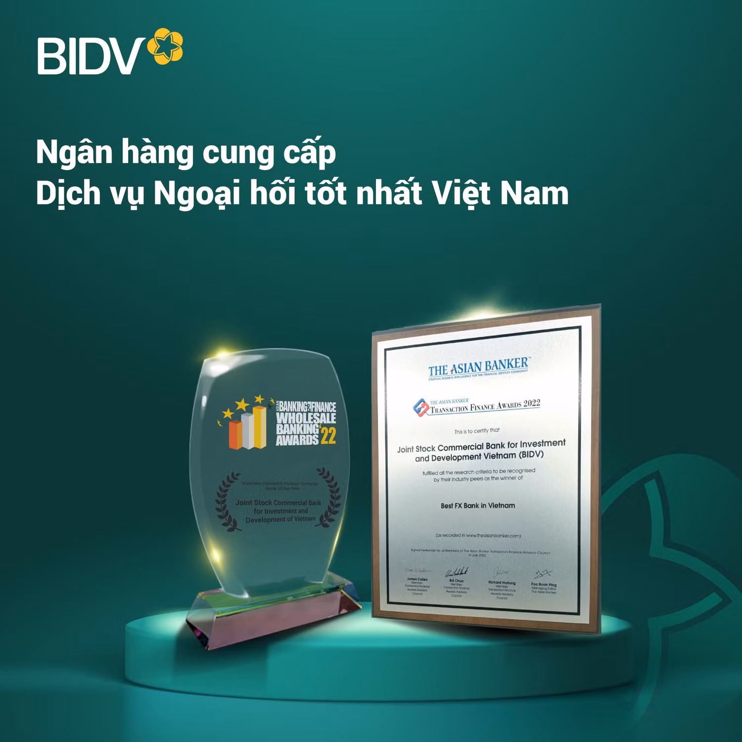 Đây là lần thứ 2 BIDV được tạp chí The Asian Banker bình chọn là “Ngân hàng cung cấp dịch vụ ngoại hối tốt nhất Việt Nam” Đây là lần thứ 2 BIDV được tạp chí The Asian Banker bình chọn là “Ngân hàng cung cấp dịch vụ ngoại hối tốt nhất Việt Nam”