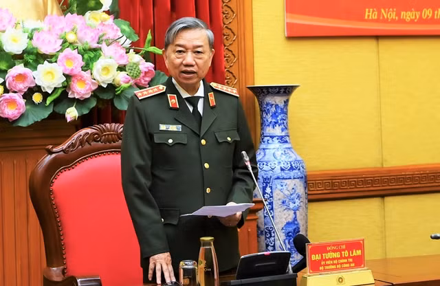 Đại tướng Tô Lâm, Bộ trưởng Bộ Công an phát biểu tại buổi lễ.