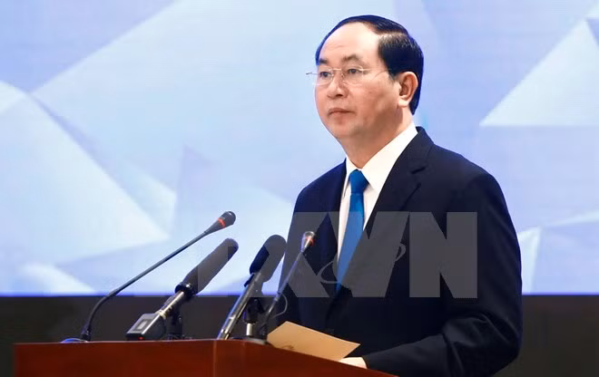 Chủ tịch nước Trần Đại Quang đến dự và phát biểu. (Ảnh: An Đăng/TTXVN) Chủ tịch nước Trần Đại Quang đến dự và phát biểu. (Ảnh: An Đăng/TTXVN)