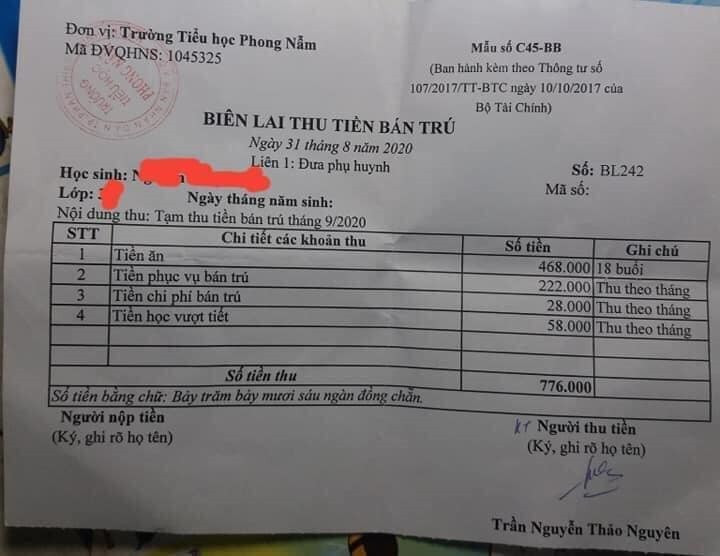 Ảnh phụ huynh cung cấp