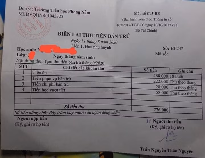 Ảnh phụ huynh cung cấp Ảnh phụ huynh cung cấp