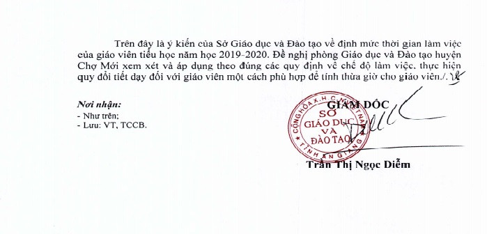 Thực hiện theo công văn này của Sở Giáo dục và Đào tạo An Giang, giáo viên không còn được nhận tiền phụ trội (Ảnh tác giả)
