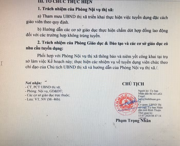 Kế hoạch xét đặc cách giáo viên 3 cấp tại thị xã La Gi, tỉnh Bình Thuận (Ảnh CTV).