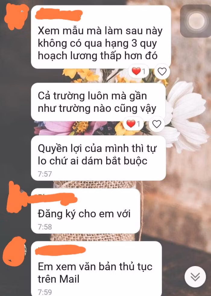 Tin nhắn của một lãnh đạo trường học cho giáo viên (Ảnh tác giả).