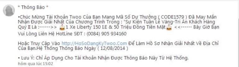 Mẫu tin nhắn kẻ xấu gửi qua tin nhắn trên trang mạng xã hội để lừa nạp thẻ cào điện thoại