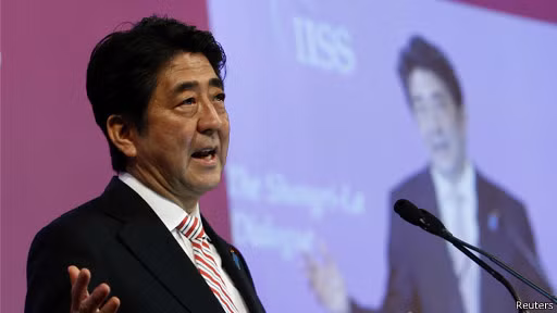 Thủ tướng Nhật Bản Shinzo Abe phát biểu tại Đối thoại Shangri-La tối ngày 30 tháng 5 năm 2014