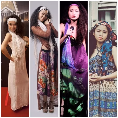 ... nhưng cô còn thường xuyên làm điệu thêm cho chúng bằng những chiếc băng đô to, dài, sặc sỡ..