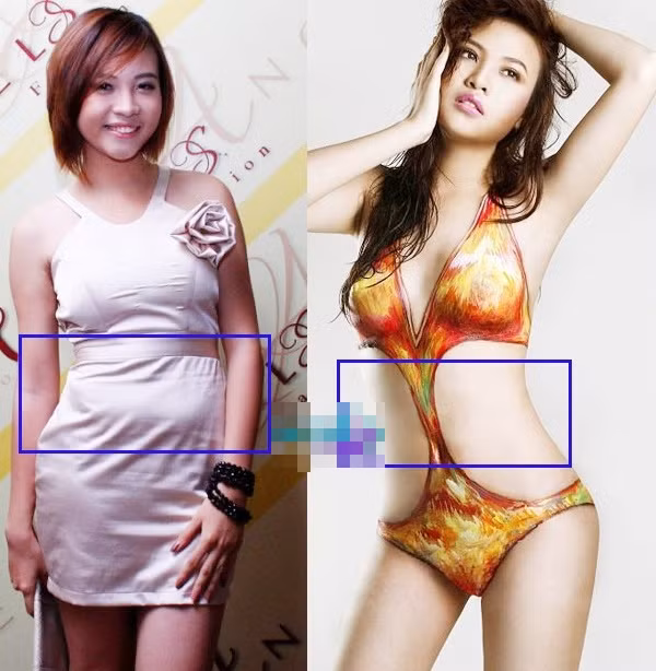 Không khó để nhận ra vòng eo khác biệt hoàn toàn của Đàm Thu Trang.