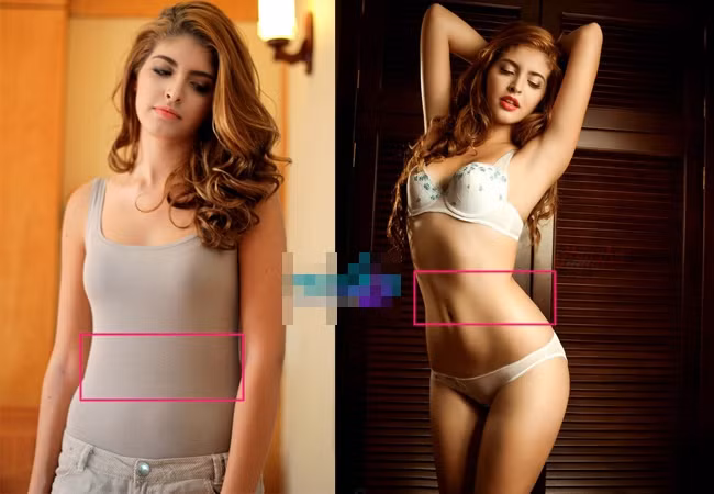 Andrea gần như không có eo. Tuy nhiên, trong những bức hình photoshoot, cô lại sở hữu những đường cong gợi cảm và vòng bụng phẳng lì