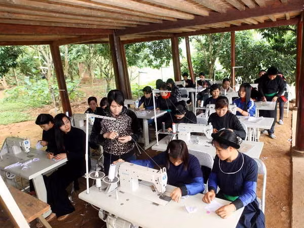 Một lớp dạy nghề may công nghiệp cho phụ nữ dân tộc vùng cao. Ảnh: Anh Tuấn/TTXVN. Một lớp dạy nghề may công nghiệp cho phụ nữ dân tộc vùng cao. Ảnh: Anh Tuấn/TTXVN.