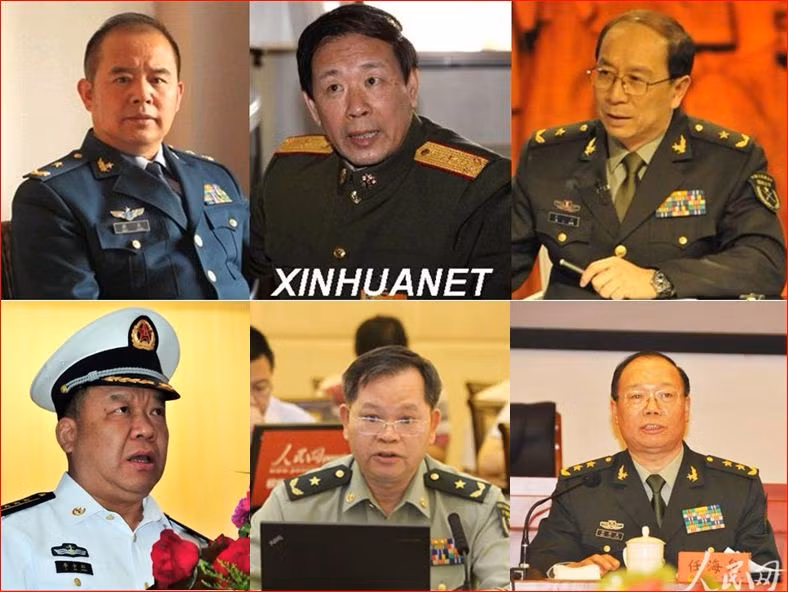 Phát biểu vừa rồi của Nhiệm Hải Tuyền xứng đáng để đưa viên tướng này vào danh sách những tướng Trung Quốc theo đuổi quan điểm hiếu chiến trên biển Đông: trái qua phải, hàng trên: Kiều Lương, La Viện, Kim Nhất Nam, hàng dưới: Lý Sỹ Hồng, Hoàng Thiện Xuân và Nhiệm Hải Tuyền
