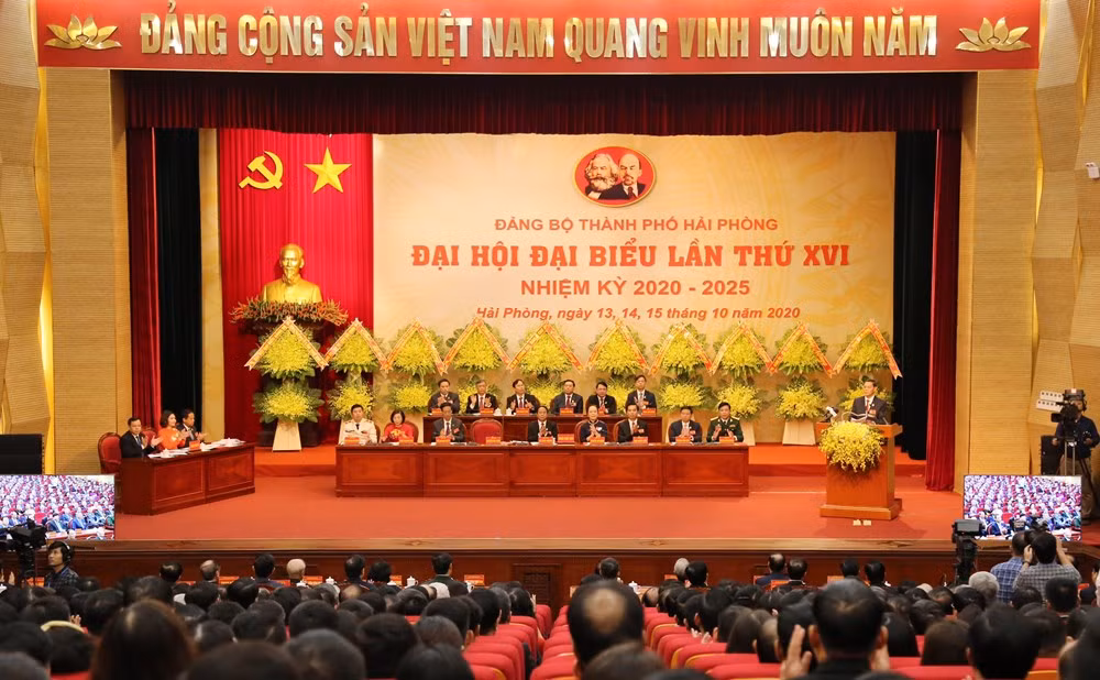 Quang cảnh đại hội Đảng bộ thành phố Hải Phòng lần thứ XVI, nhiệm kỳ 2020-2025 (Ảnh: CTV)