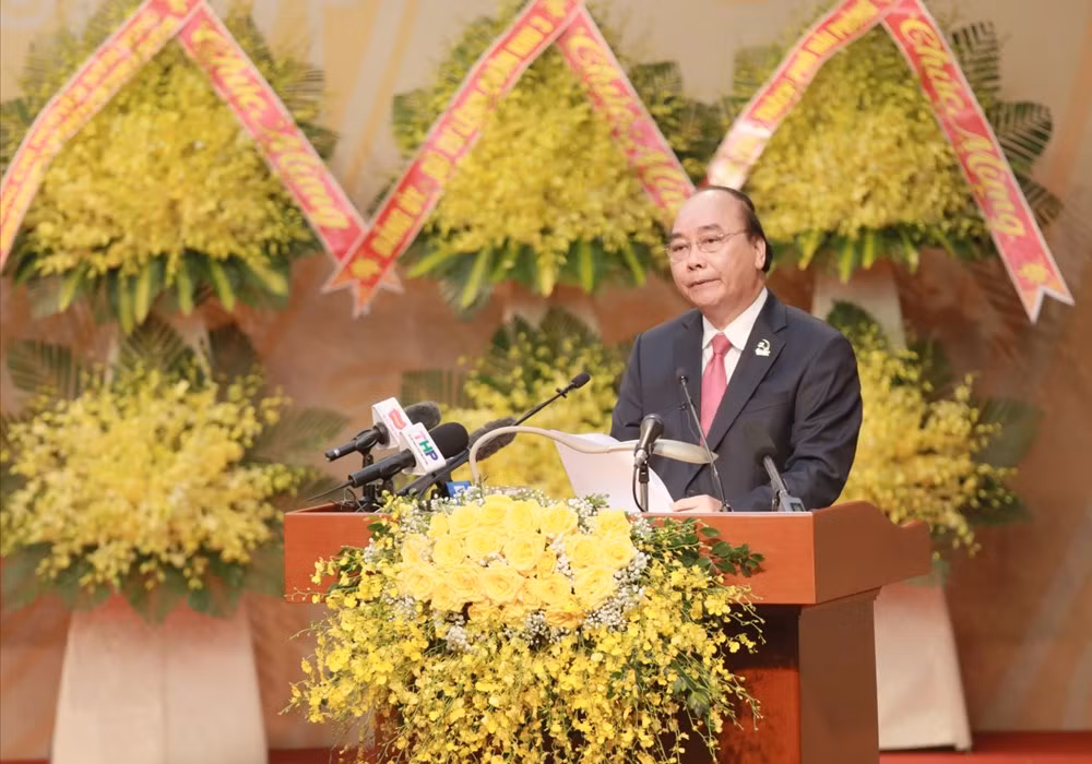 Thủ tướng Nguyễn Xuân Phúc phát biểu chỉ đạo tại đại hội (Ảnh: CTV)