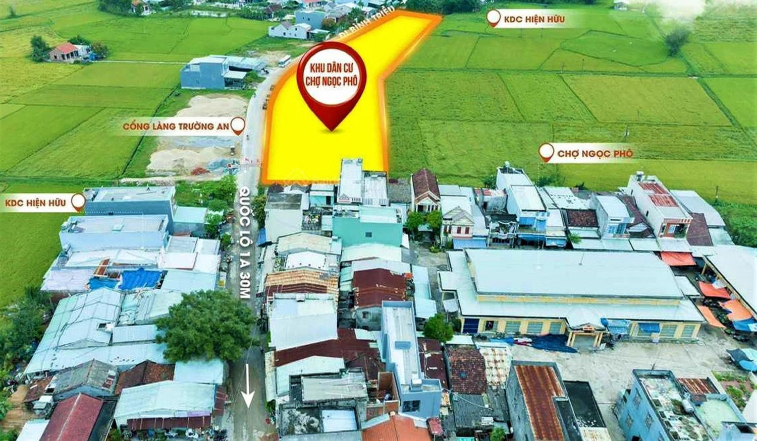Đất nền tại chợ Ngọc Phô (xã Bình Tú, Thăng Bình, Quảng Nam), “món hời” cho nhà đầu tư thông minh. Ảnh: GH