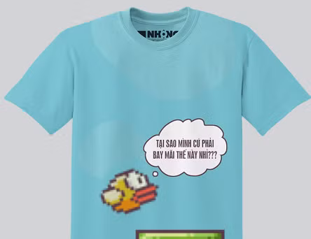 Mẫu áo ngộ nghĩnh từ chú chim Flappy Bird do Công ty Nhộng thiết kế.