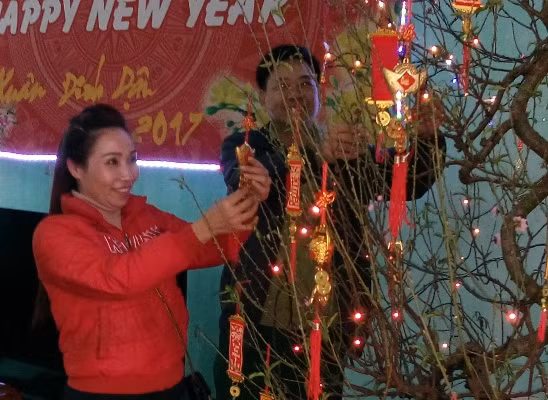 Ở đảo Bạch Long Vĩ, giáo viên đón Tết nhận được hoa đào từ đất liền (ảnh bạn đọc cung cấp). Ở đảo Bạch Long Vĩ, giáo viên đón Tết nhận được hoa đào từ đất liền (ảnh bạn đọc cung cấp).