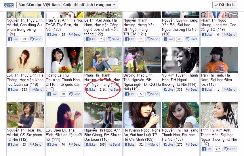Phan Thị Thanh Hương vượt hơn 2000 Like trên facebook. Phan Thị Thanh Hương vượt hơn 2000 Like trên facebook.