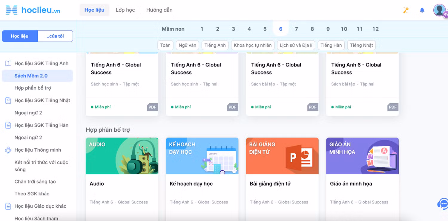 Hệ thống học liệu tương tác đi kèm bộ sách giáo khoa Tiếng Anh Global Success của Nhà xuất bản Giáo dục Việt Nam mang lại nhiều tiện ích trong việc hỗ trợ dạy và học tiếng Anh. Ảnh chụp màn hình.