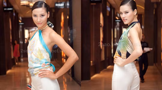 Huyền Trang và Tuyết Lan - Quán quân và Á quân của Vietnam Next Top Model mùa thứ nhất cũng có những shot hình gợi cảm với áo yếm.