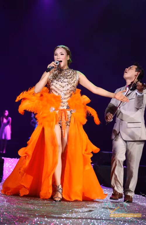 Lòe loẹt và diêm dúa vốn là "phong cách" của Hồ Quỳnh Hương, chính vì thế nên cô liên tục khoác trên mình những bộ cánh diêm dúa và cầu kỳ thái quá như thế này.