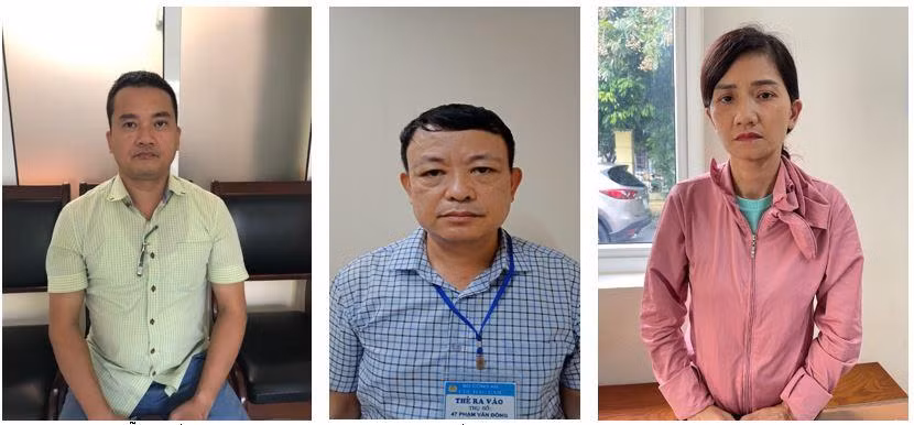 Các đối tượng (từ trái sang): Nguyễn Quốc Việt, Lê Thế Sơn, Vũ Thị Ninh. Ảnh: Cổng thông tin Bộ Công an Các đối tượng (từ trái sang): Nguyễn Quốc Việt, Lê Thế Sơn, Vũ Thị Ninh. Ảnh: Cổng thông tin Bộ Công an