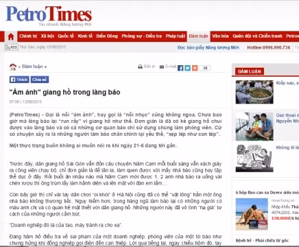 Ảnh chụp từ bài viết: "Ám ảnh giang hồ trong làng báo”