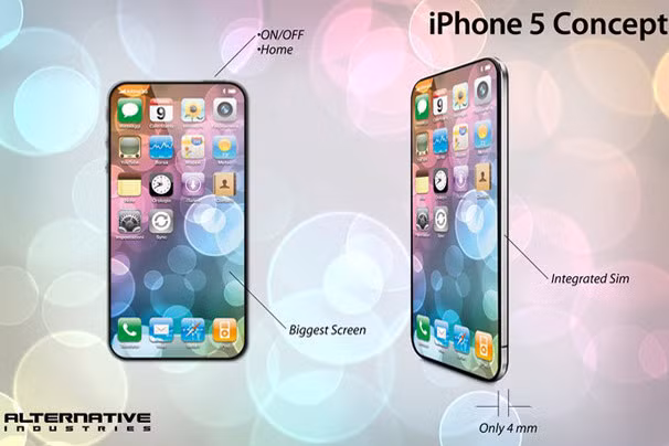 3. iPhone toàn màn hình - Ý tưởng iPhone 5 của Alternative Industries có màn hình sát cạnh 4,5-inch, không có nút Home, có SIM tích hợp và chỉ dày 4mm.