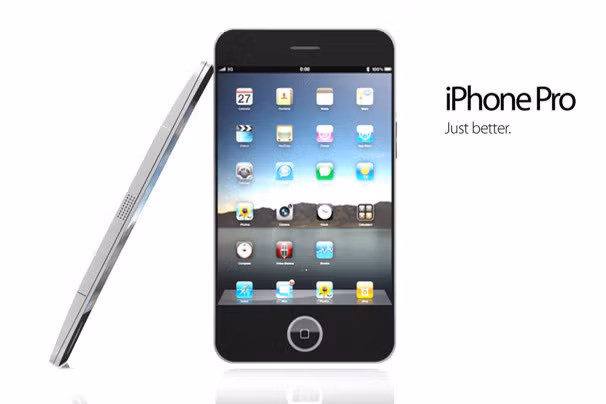 1. iPhone Pro - Ý tưởng iPhone Pro của công ty thiết kế ADR Studio (Ý) có bộ nối (connector) MagSafe để sạc dễ dàng, màn hình lớn hơn, và nút nguồn ở phía trên của mặt sau.