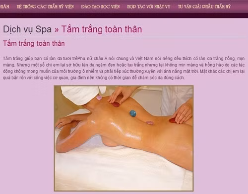 Một trang quảng cáo tắm trắng cao cấp. (Ảnh minh họa)