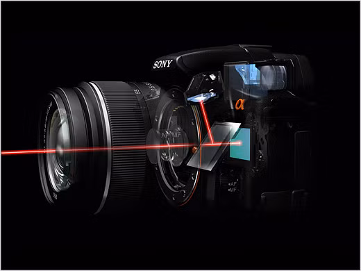 Đây là SLT, công nghệ gương mờ mà Sony đang sử dụng trên các máy Alpha