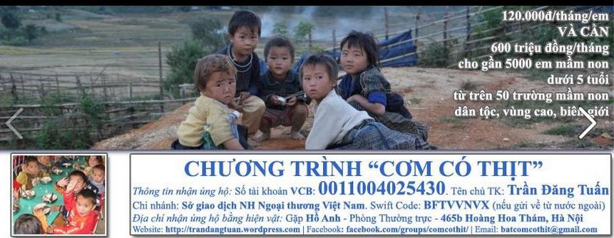 Chương trình “Cơm có thịt” cho trẻ con vùng cao do ông Trần Đăng Tuấn sáng lập được đông đảo người dân chung tay ủng hộ.