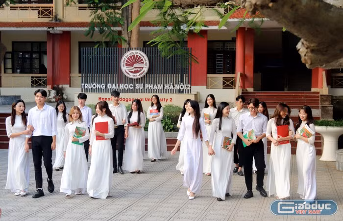 Sinh viên Trường Đại học Sư phạm Hà Nội 2. Ảnh: Ngân Chi. Sinh viên Trường Đại học Sư phạm Hà Nội 2. Ảnh: Ngân Chi.