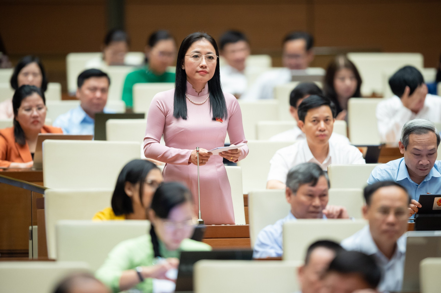 Đại biểu Trần Khánh Thu (đoàn Thái Bình). Ảnh: quochoi.vn.