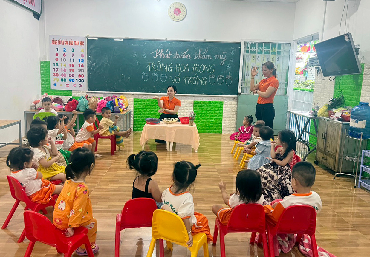 Cơ sở mầm non ngoài công lập trên địa bàn có khu công nghiệp tại quận Ô Môn (thành phố Cần Thơ). Ảnh: NVCC.